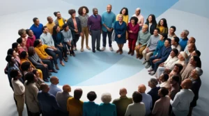 Default a vibrant modern gathering of diverse people ranging f