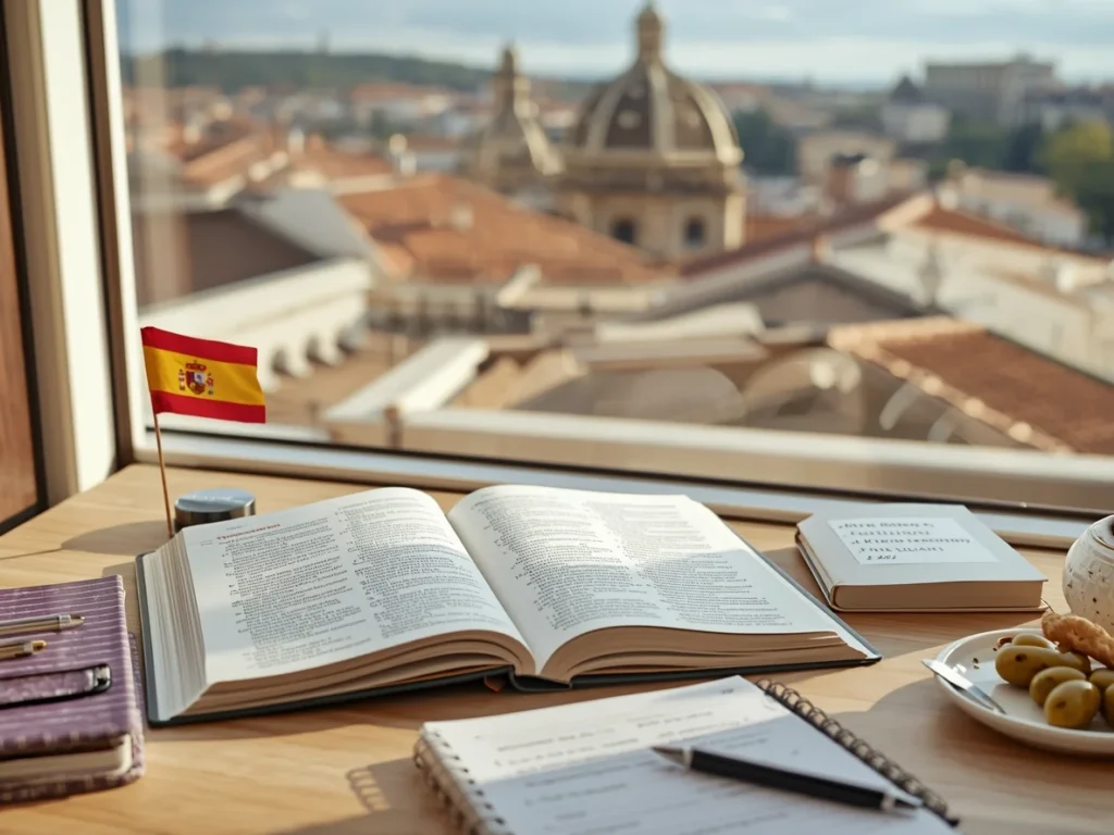 Lucid origin realistic photographic scene representing a spanish language conversation course