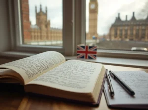 Lucid origin realistic photographic scene representing an advanced english language course. a