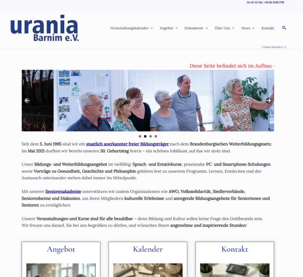 Webseite Eröffnung