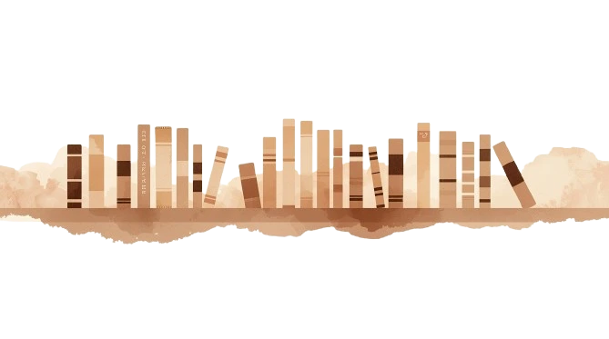 Lucid origin Stylized illustration of antique books on a shelf symbolic shapes without text s 0 removebg preview